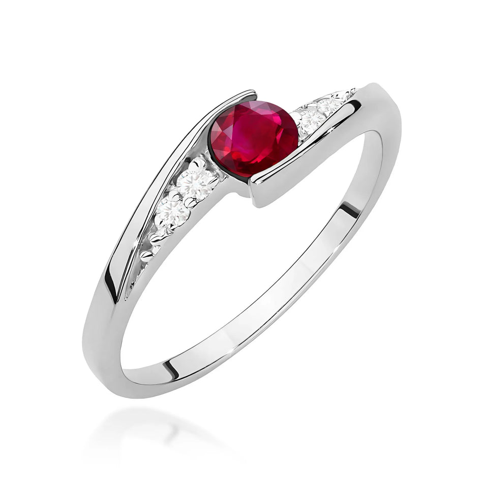 Gold Ring with 0.30ct Ruby and 0.058ct Diamonds