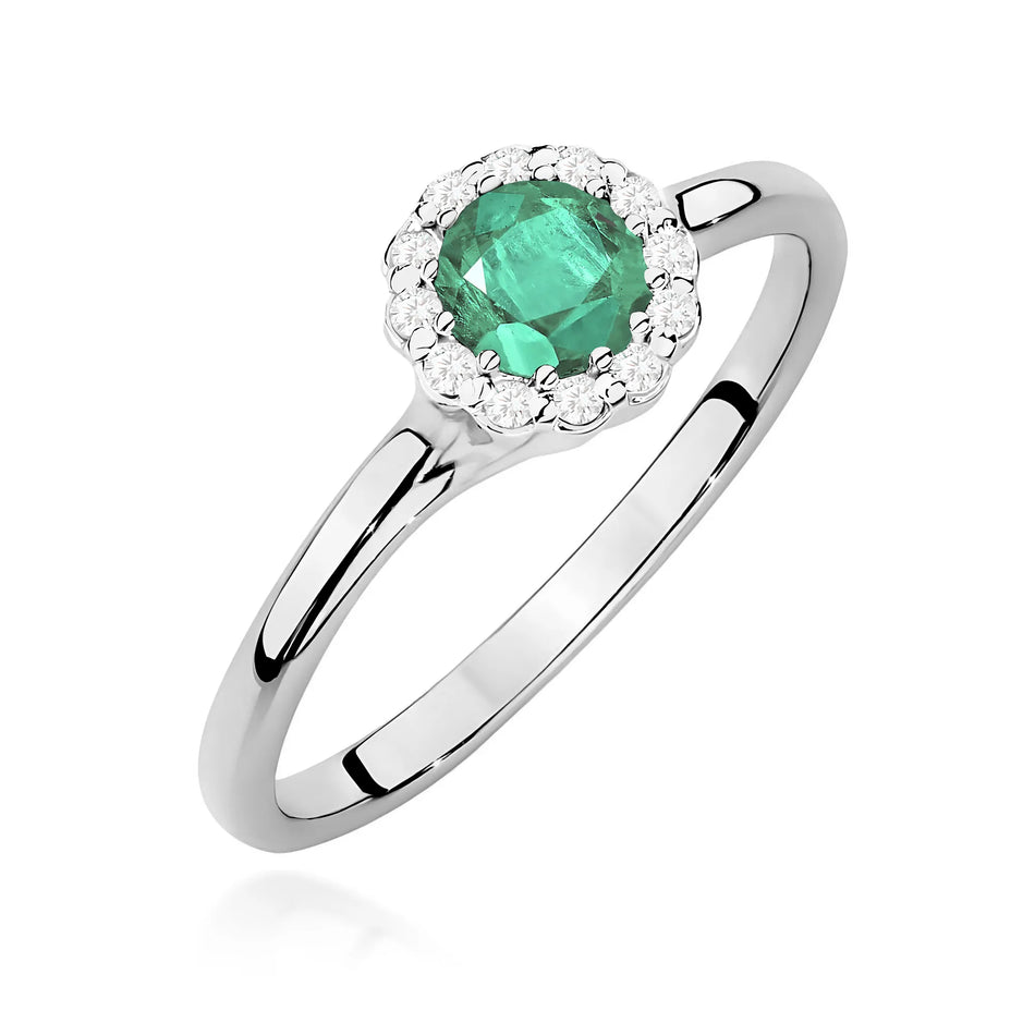 Gold Ring with 0.50ct Emerald and 0.103ct Diamonds
