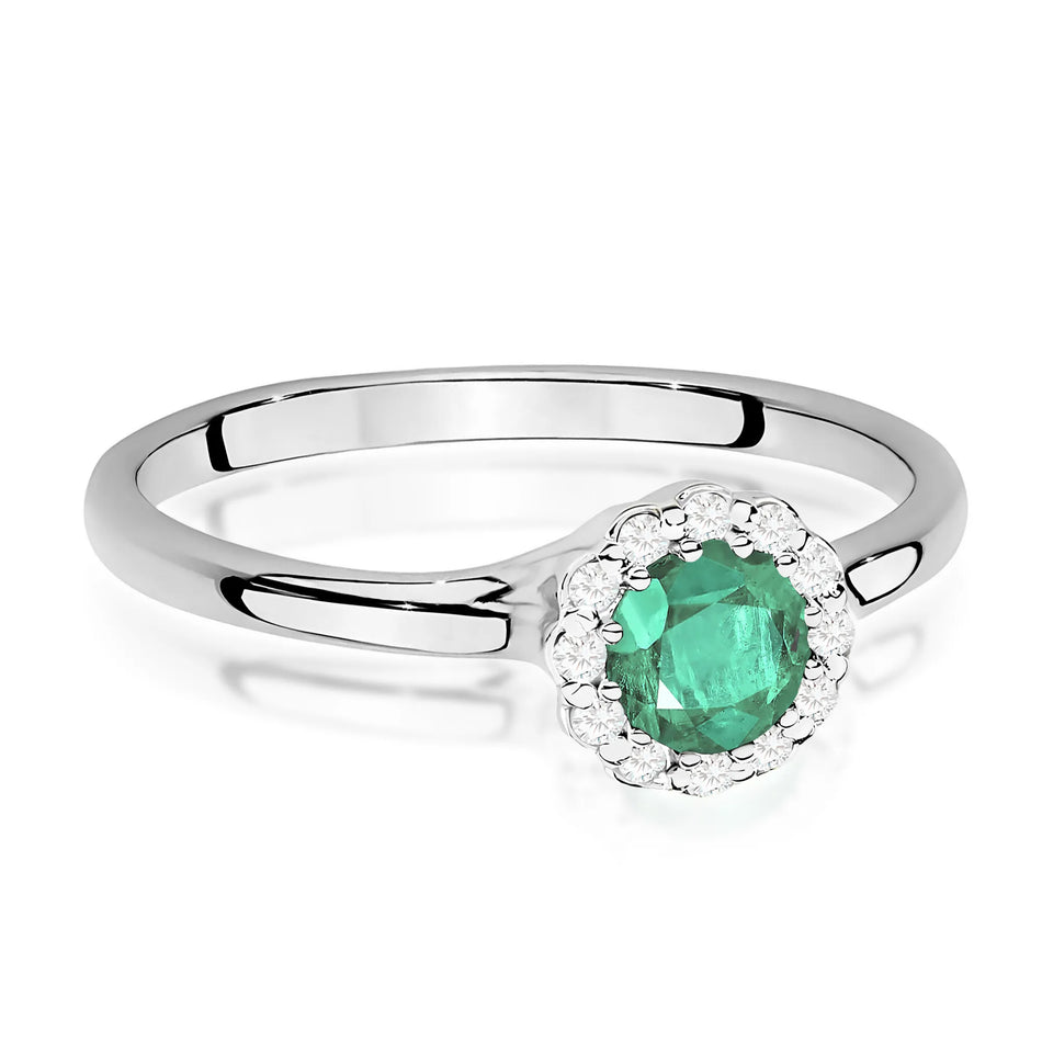 Gold Ring with 0.50ct Emerald and 0.103ct Diamonds