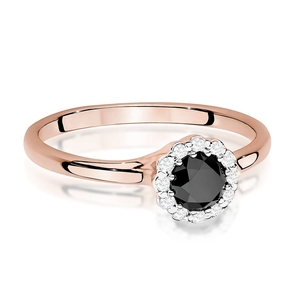 Gold Ring with 0.50ct Black diamond and 0.103ct Diamonds