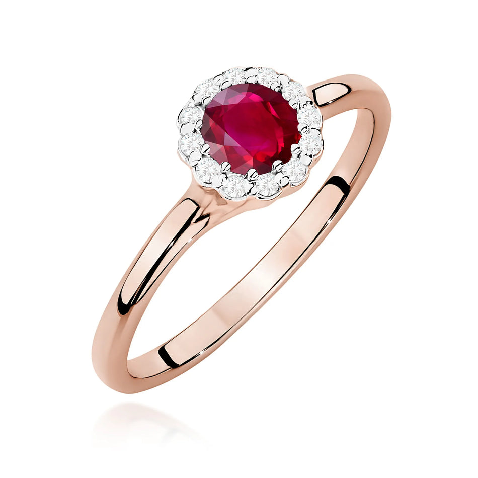 Gold Ring with 0.60ct Ruby and 0.103ct Diamonds