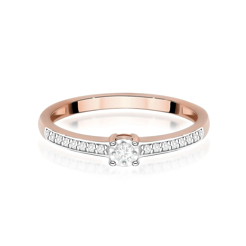 Gold Ring with 0.03ct and 0.08ct Diamonds