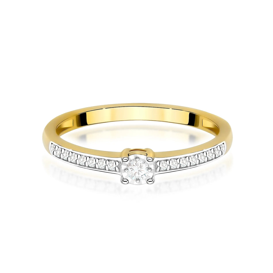 Gold Ring with 0.03ct and 0.08ct Diamonds