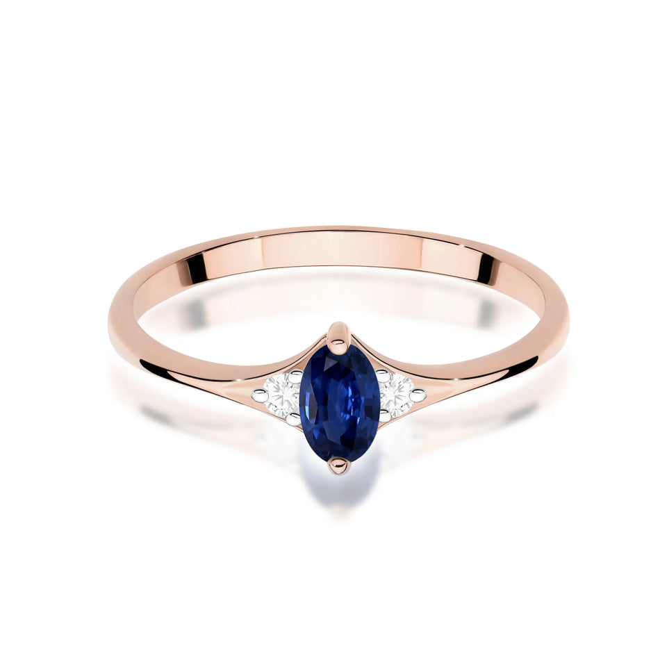Gold Ring with 0.30ct Sapphire and 0.04ct Diamonds