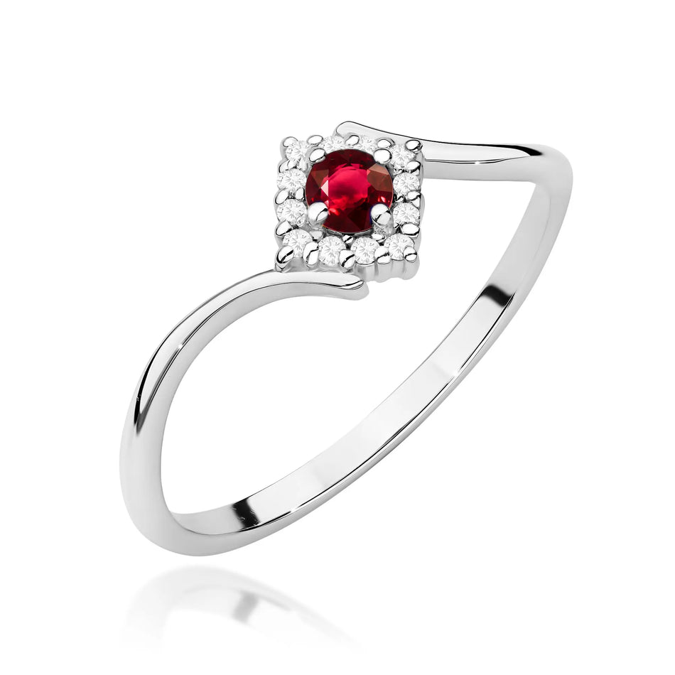 Gold Ring with 0.15ct Ruby and 0.06ct Diamonds