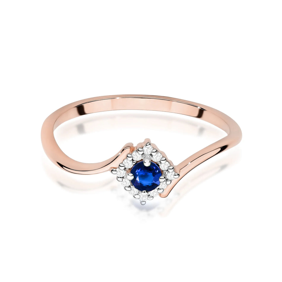 Gold Ring with 0.15ct Sapphire and 0.06ct Diamonds