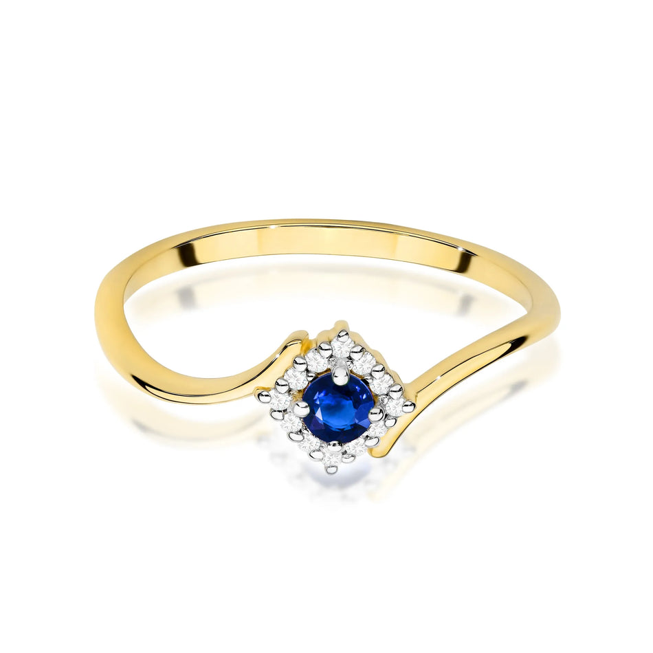 Gold Ring with 0.15ct Sapphire and 0.06ct Diamonds