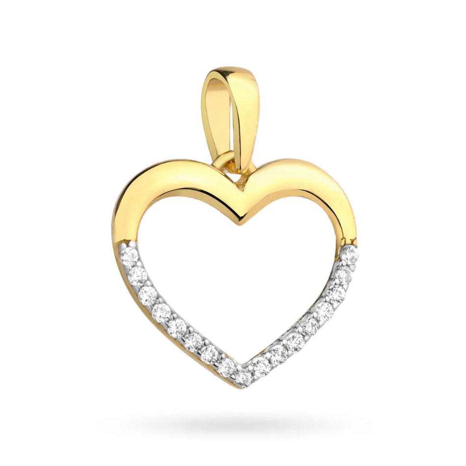 Zlatý prívesok srdce so zirkónmi