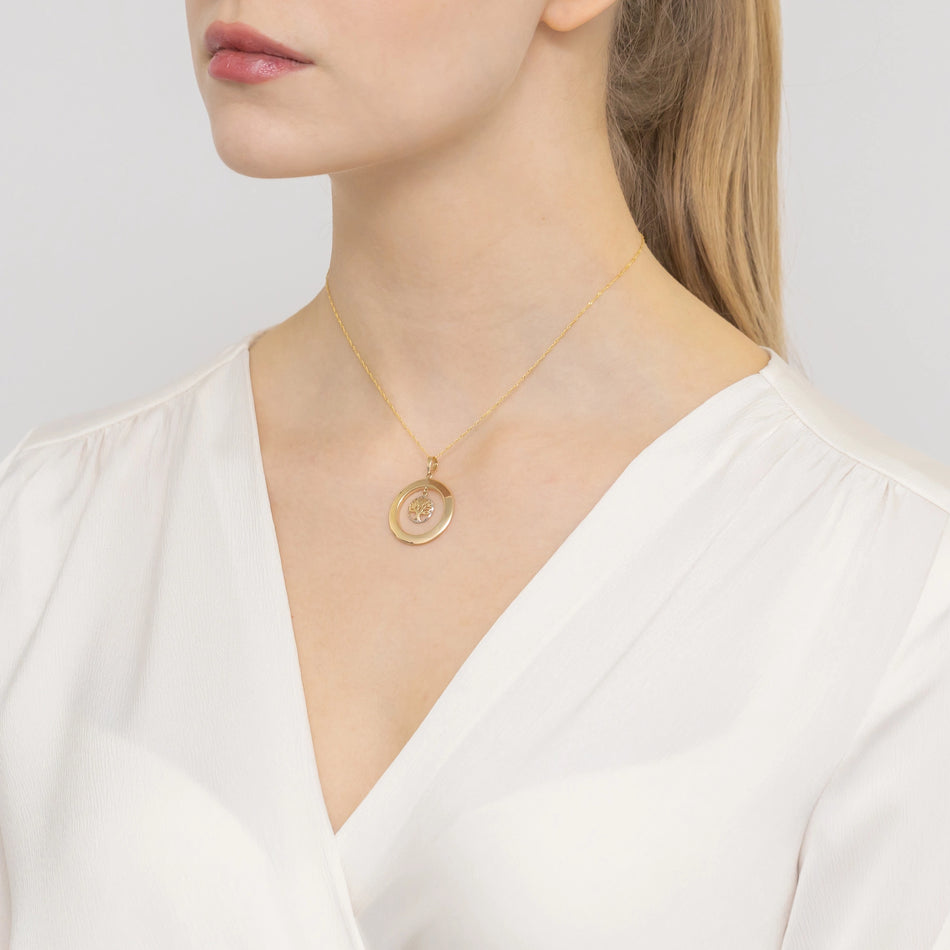 Dvojfarebný zlatý prívesok Strom šťastia