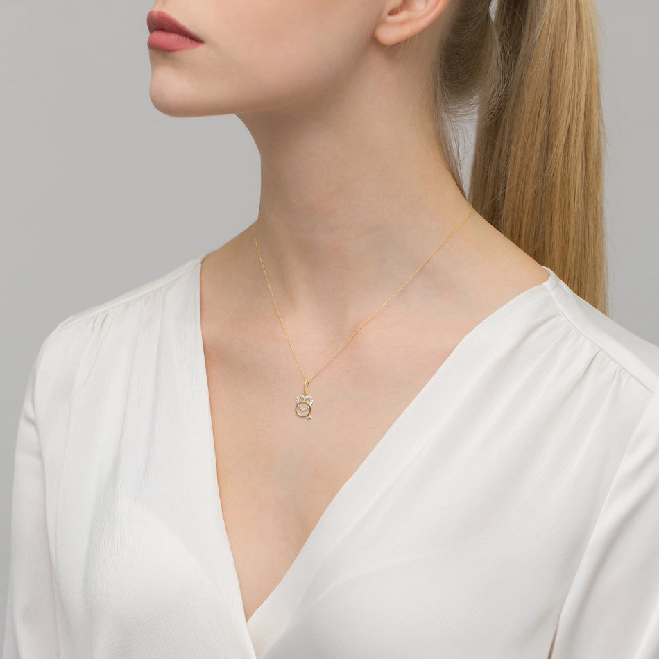 Dvojfarebný zlatý prsteň s príveskom a zirkónom v tvare srdca