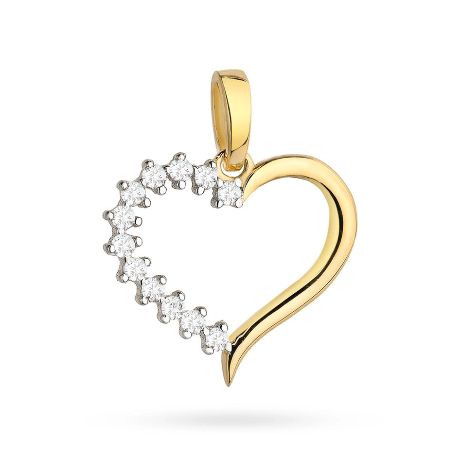 Zlatý prívesok srdce so zirkónmi