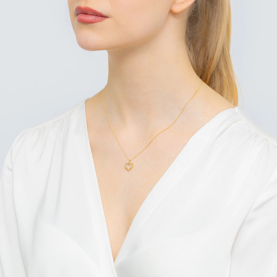 Zlatý prívesok Dve srdce so zirkónmi