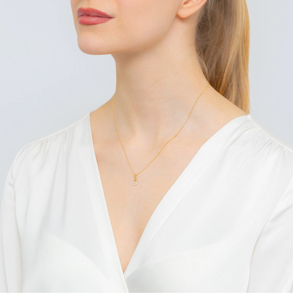 Gold Pendant Ring Decorated with Zirconia