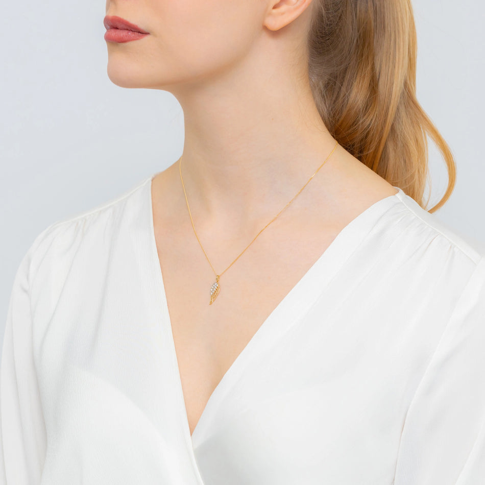 Dvojfarebný zlatý krídelný prívesok so zirkónmi