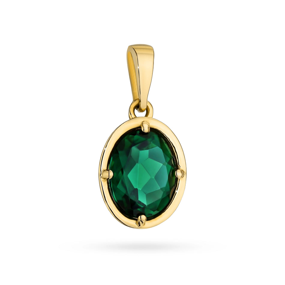 Gold Pendant with Green Quartz