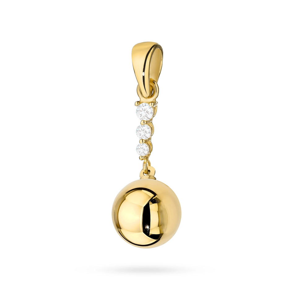 Gold Pendant Hanging Bead with Zirconia