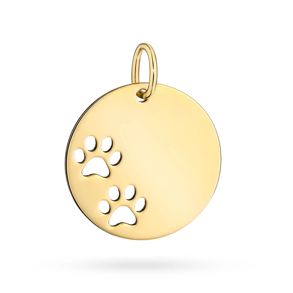Gold Pendant Circle and Dog Paws
