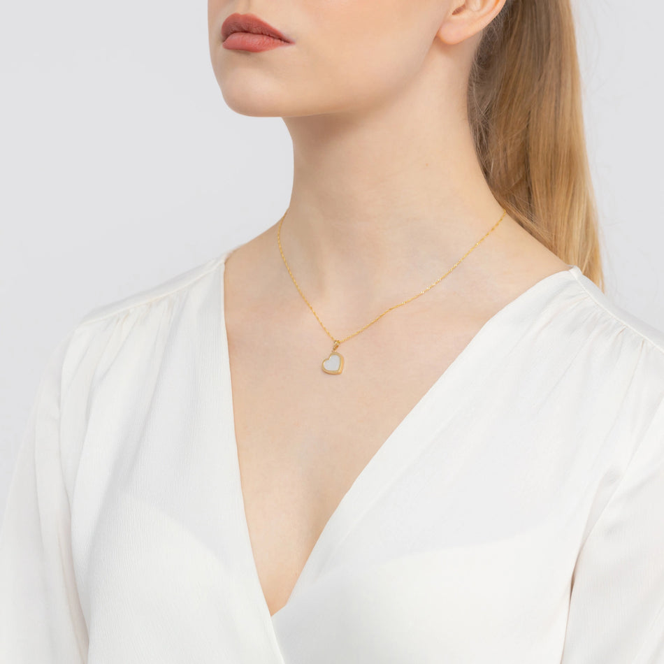 Zlatý prívesok srdce perleť