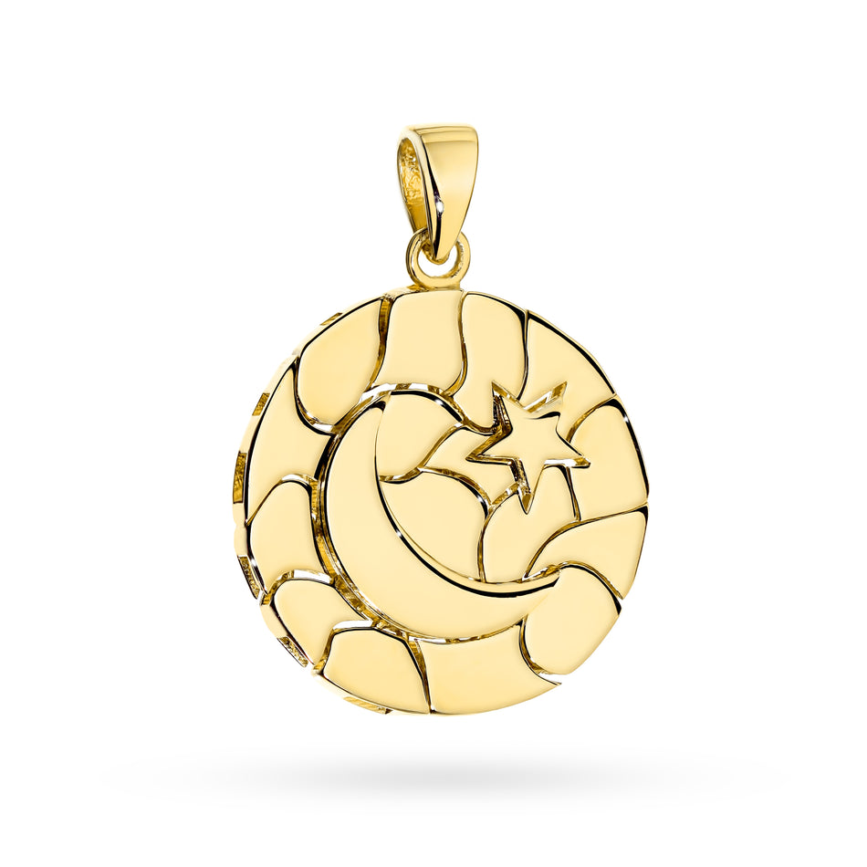 Gold Pendant Moon and Star