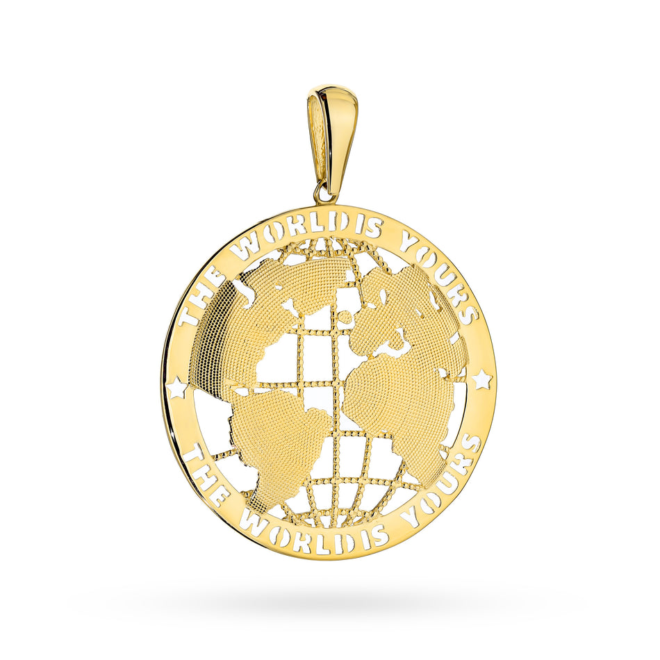 Gold Pendant World Map Globe