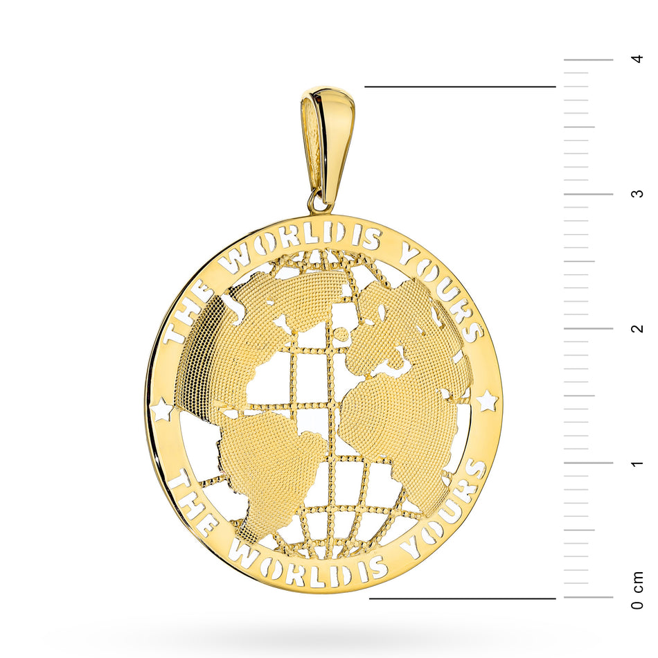 Gold Pendant World Map Globe