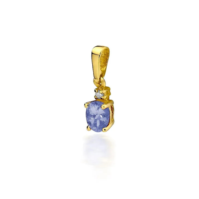 Gold pendant with tanzanite and diamond
