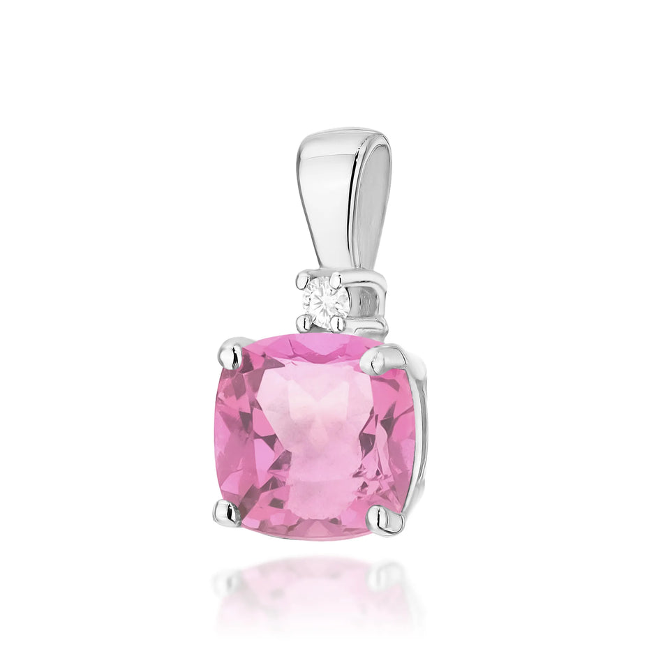 Gold Pendant with 1.10ct Pink topaz and 0.0145ct Diamonds