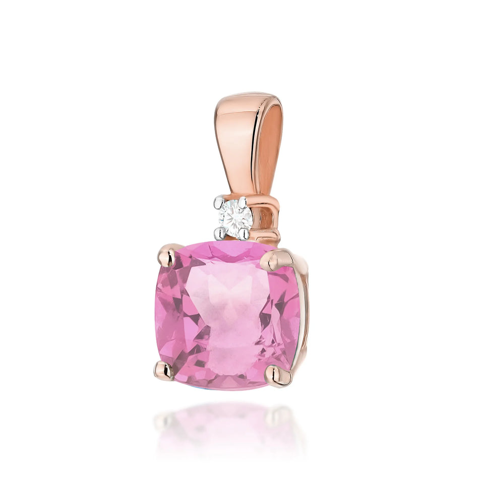 Gold Pendant with 1.10ct Pink topaz and 0.0145ct Diamonds