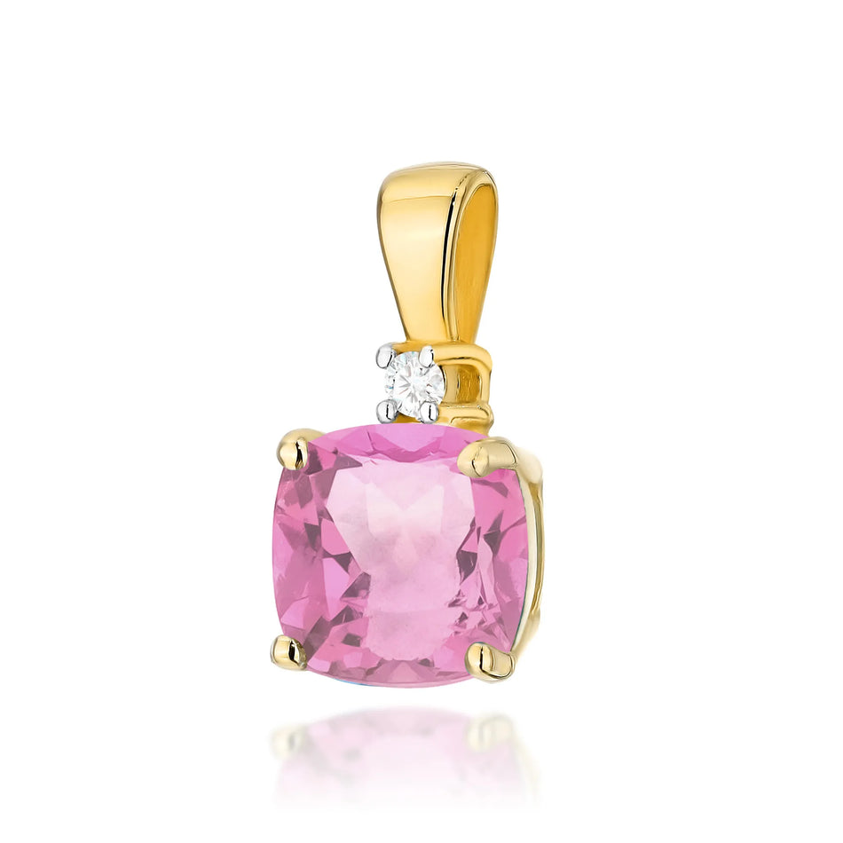 Gold Pendant with 1.10ct Pink topaz and 0.0145ct Diamonds