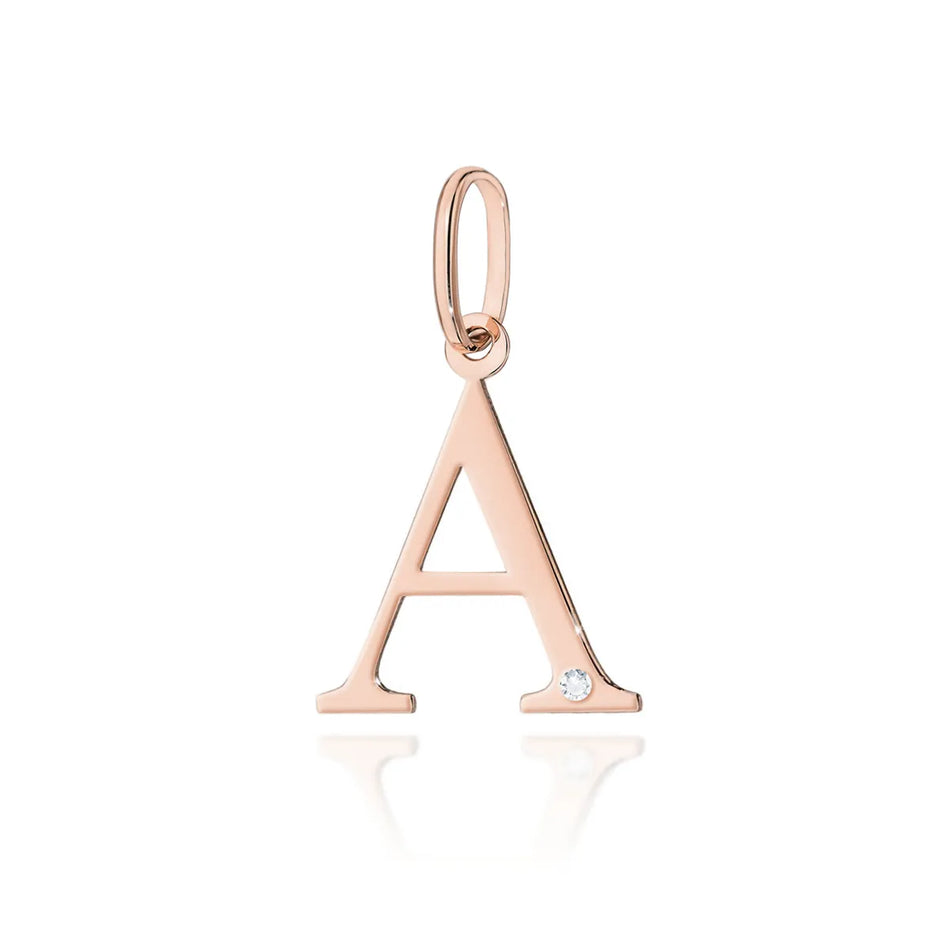 Gold Pendant with Diamonds Letter A
