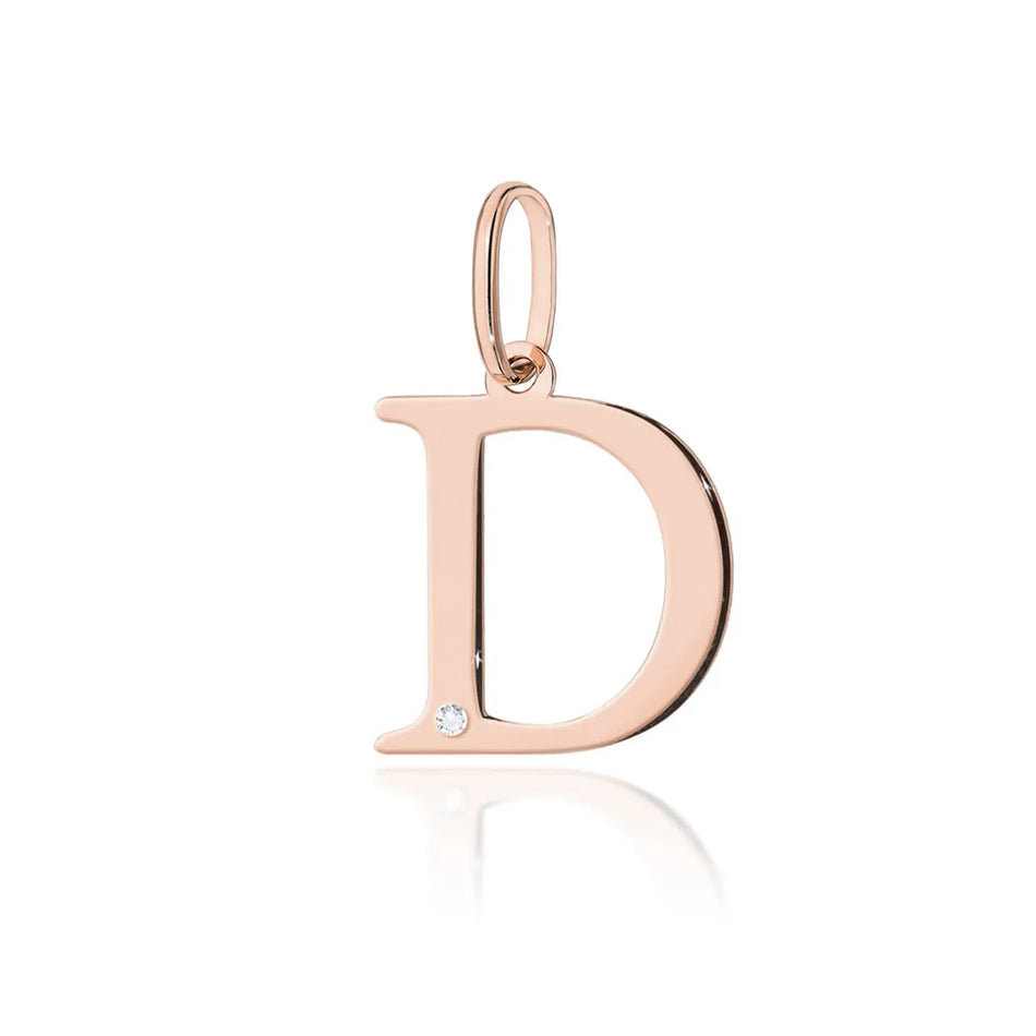 Gold Pendant with Diamonds Letter D