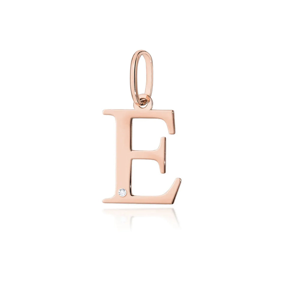 Gold Pendant with Diamonds Letter E