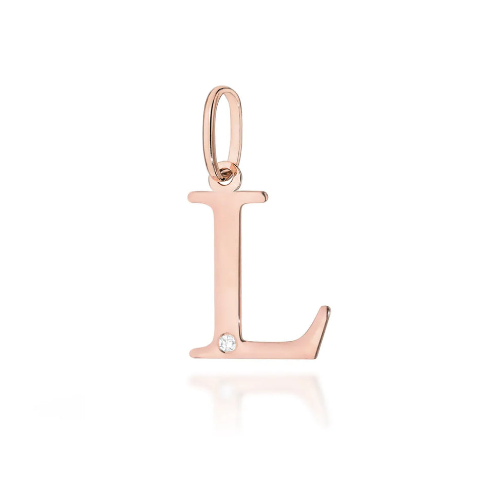 Gold Pendant with Diamonds Letter L