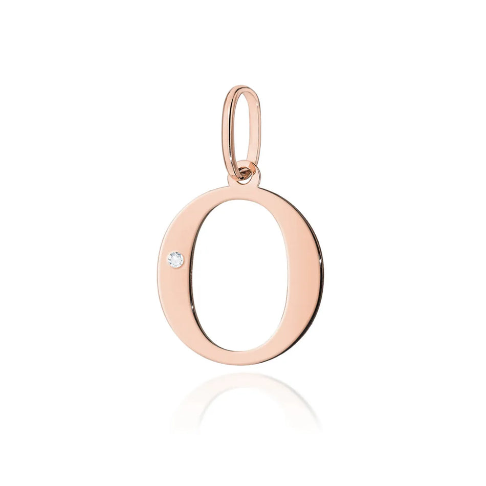 Gold Pendant with Diamonds Letter O