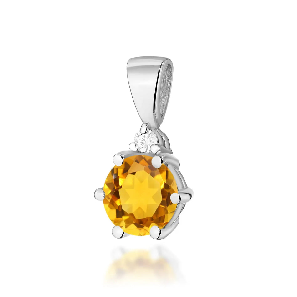 Gold Pendant with 0.50ct Citrin and 0.015ct Diamond