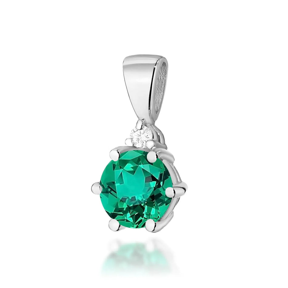 Gold Pendant with 0.50ct Emerald and 0.015ct Diamond