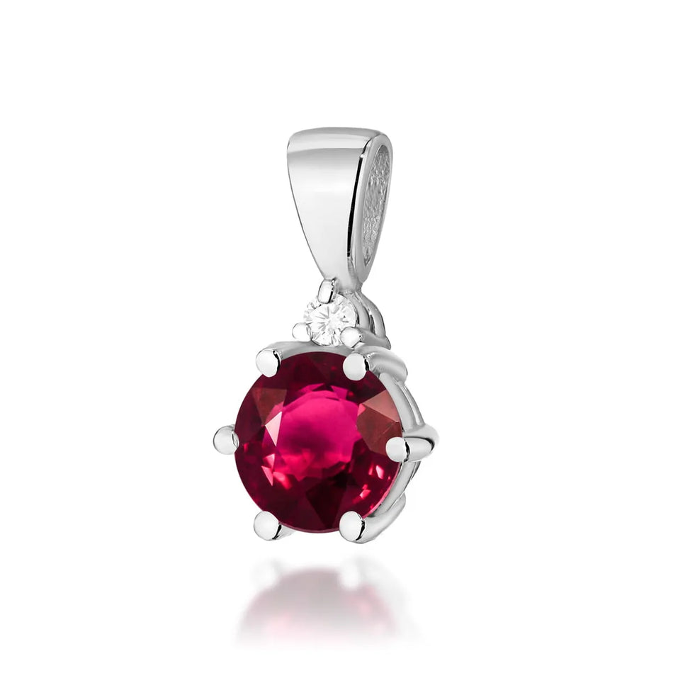 Gold Pendant with 0.60ct Ruby and 0.015ct Diamonds