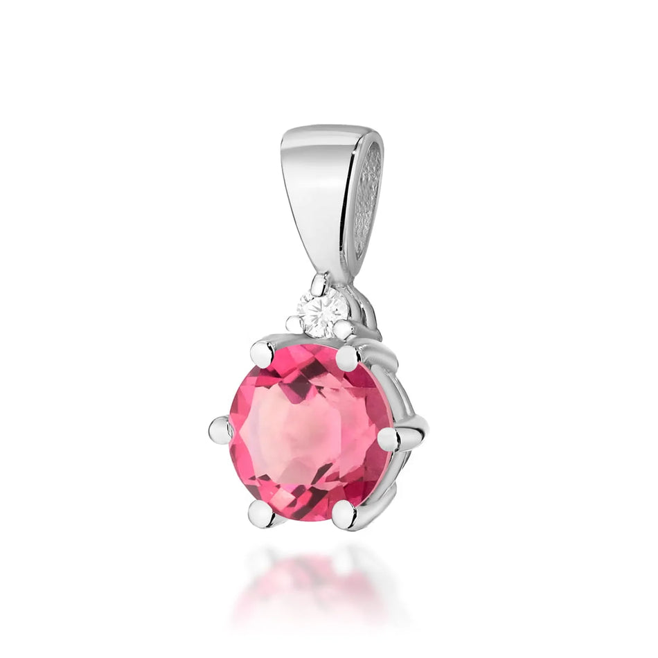 Gold Pendant with 0.60ct Pink topaz and 0.015ct Diamonds