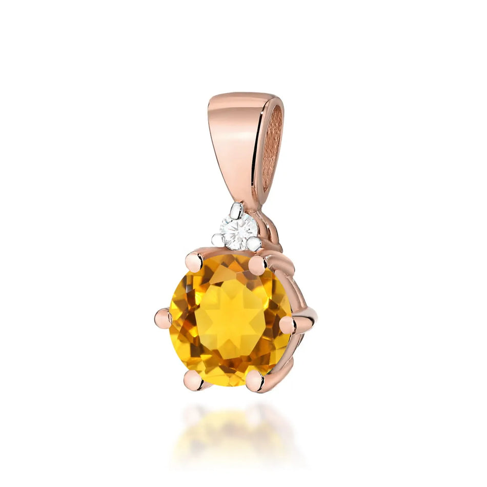 Gold Pendant with 0.50ct Citrin and 0.015ct Diamond
