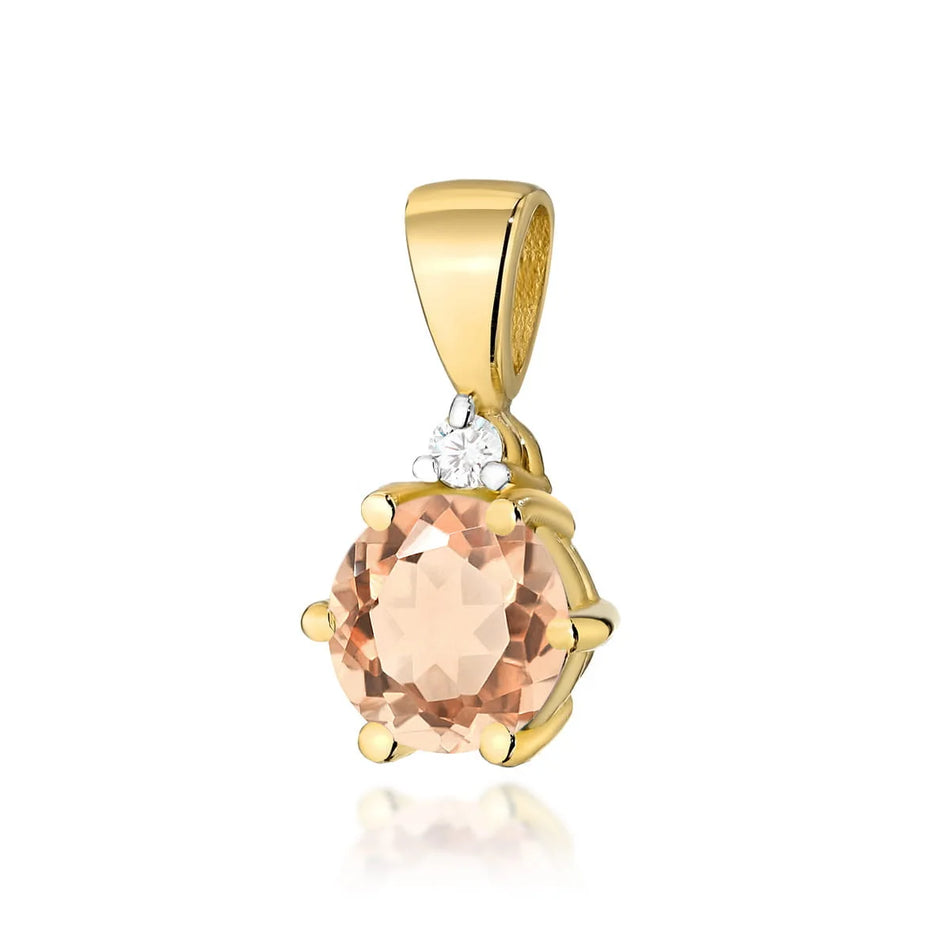Gold Pendant with 0.40ct Morganite and 0.015ct Diamond