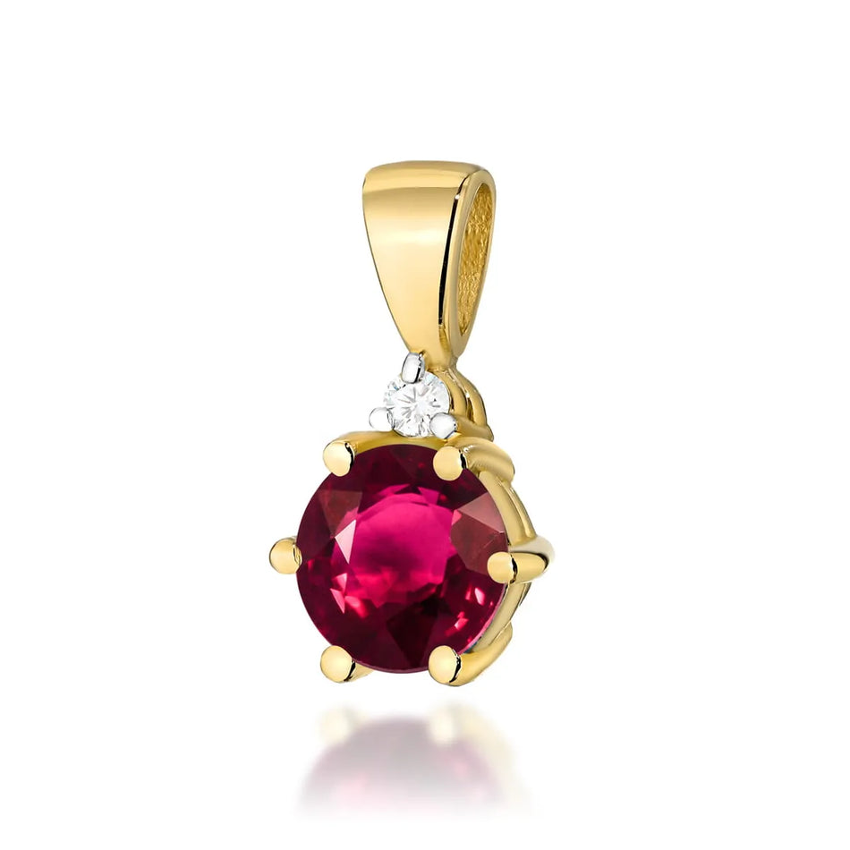 Gold Pendant with 0.60ct Ruby and 0.015ct Diamonds