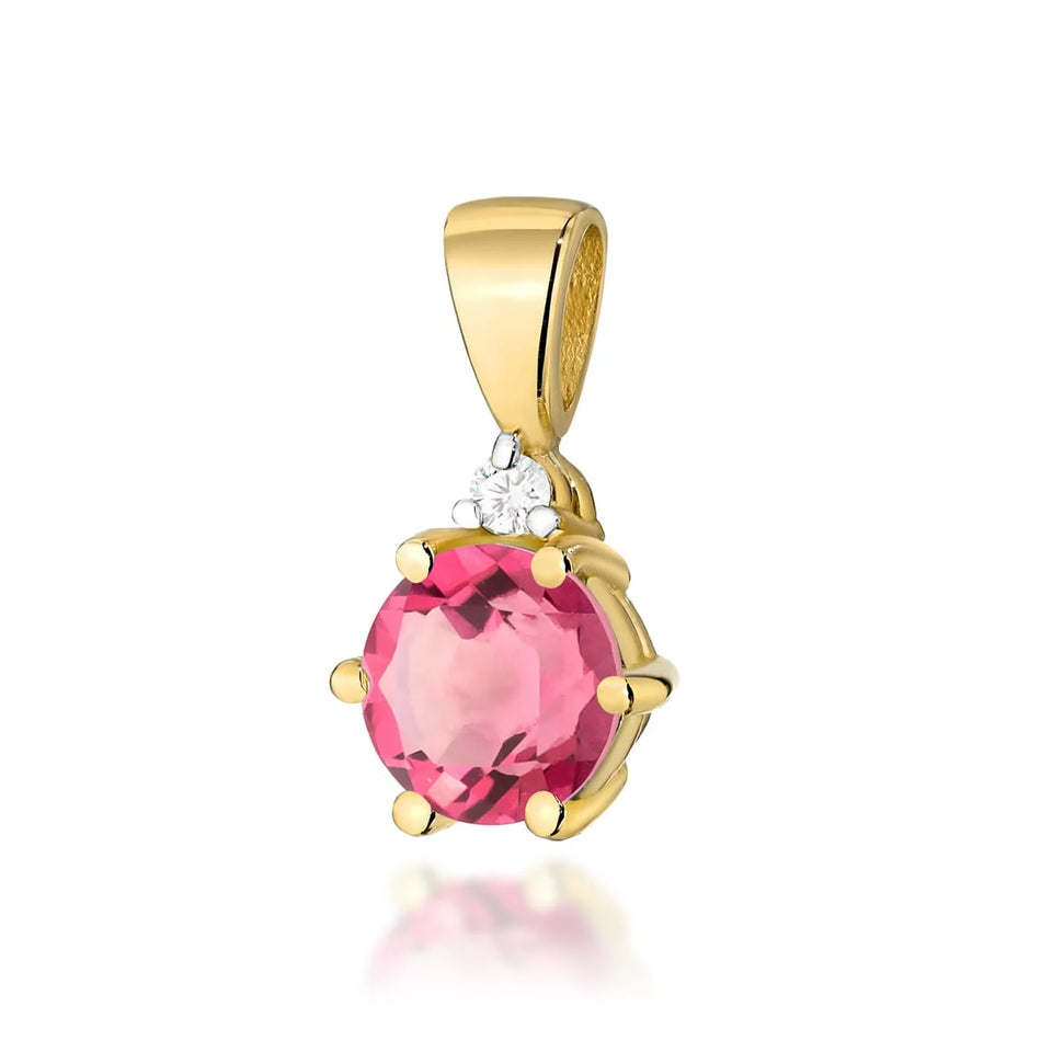Gold Pendant with 0.60ct Pink topaz and 0.015ct Diamonds