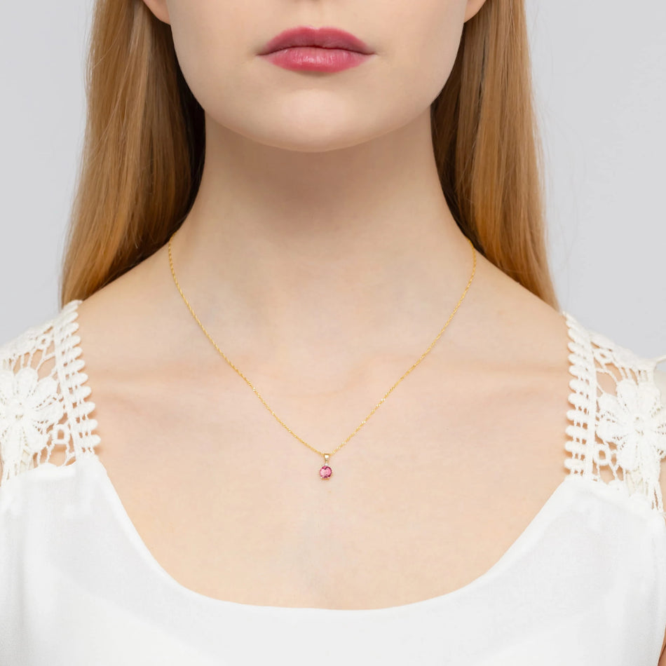 Gold Pendant with 0.60ct Pink topaz and 0.015ct Diamonds