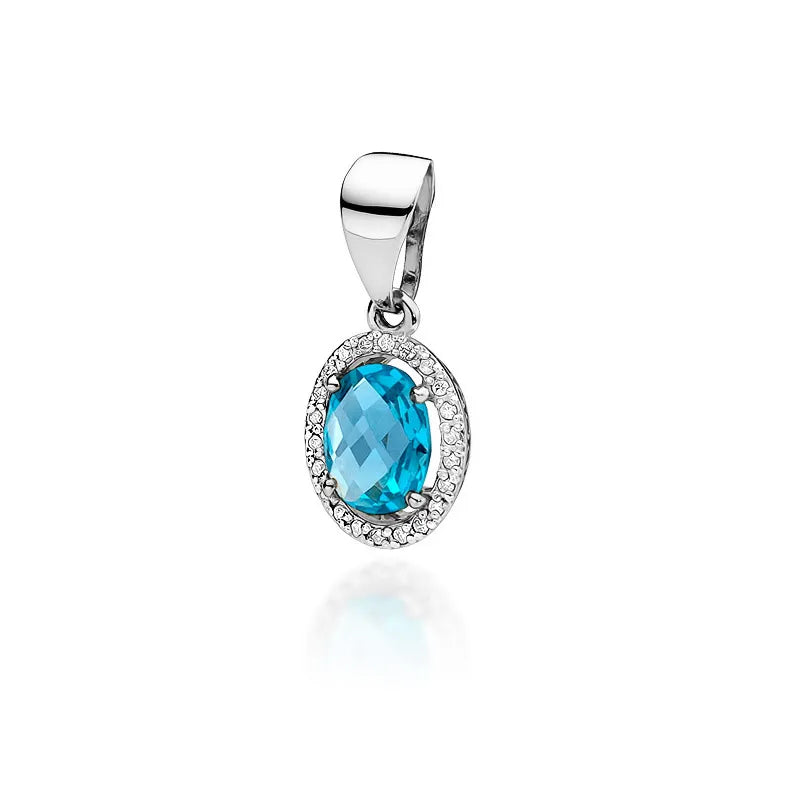 Gold Pendant with 1.70ct Topaz and 0.11ct Diamonds