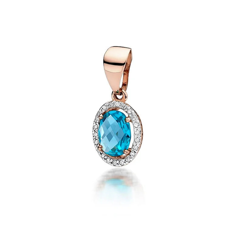 Gold Pendant with 1.70ct Topaz and 0.11ct Diamonds