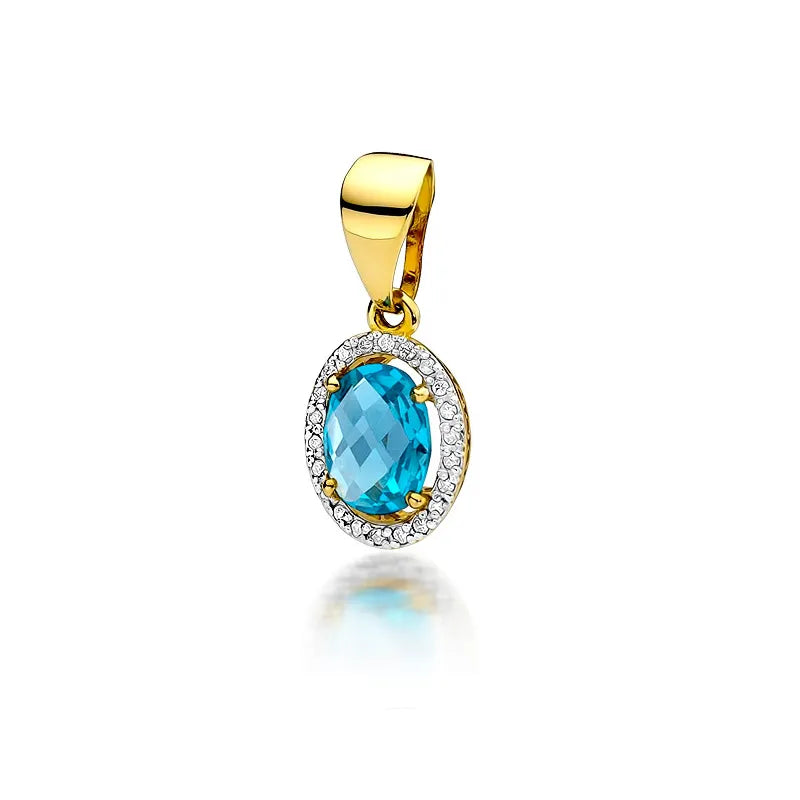 Gold Pendant with 1.70ct Topaz and 0.11ct Diamonds
