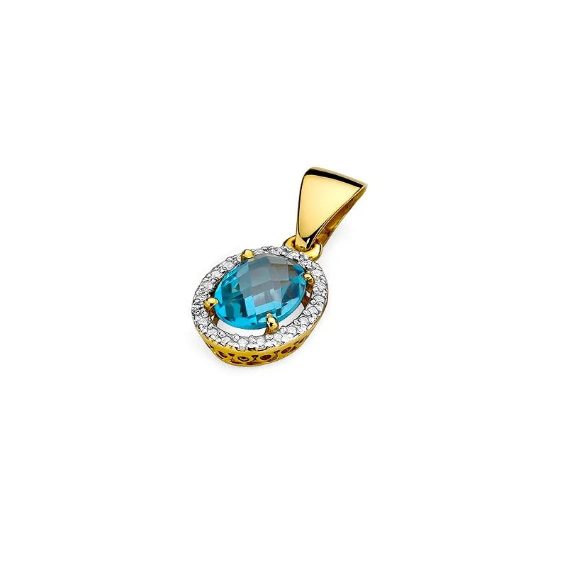 Gold Pendant with 1.70ct Topaz and 0.11ct Diamonds