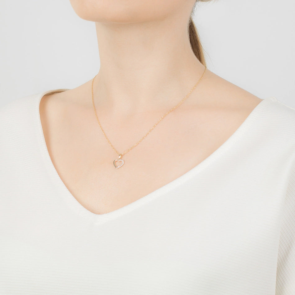 Gold Pendant with Zirconia Heart