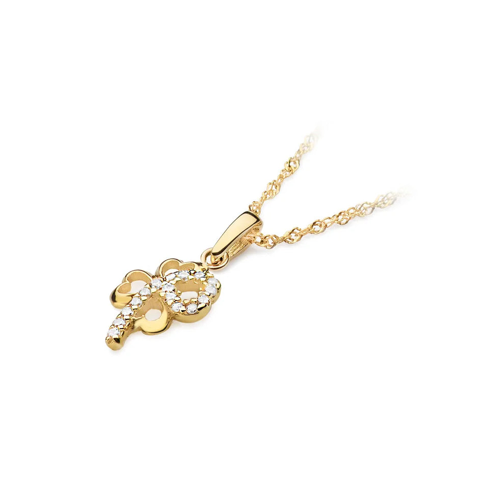 Gold Pendant with Zirconia Lucky Clover