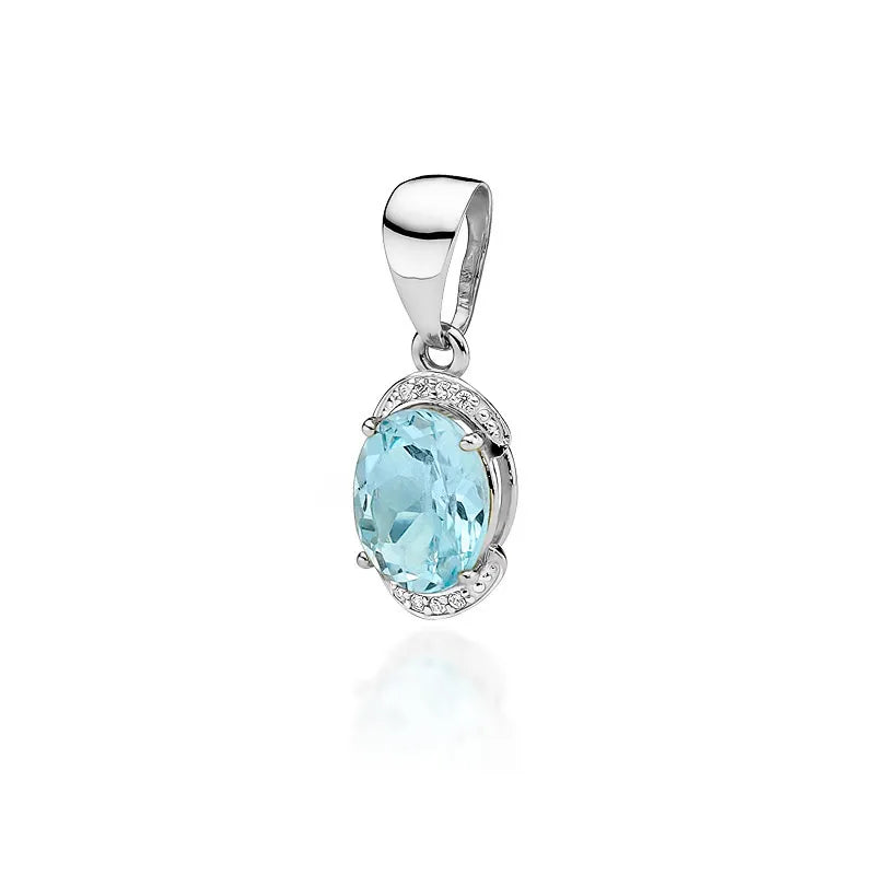 Gold Pendant with 3.00ct Topaz and 0.04ct Diamonds